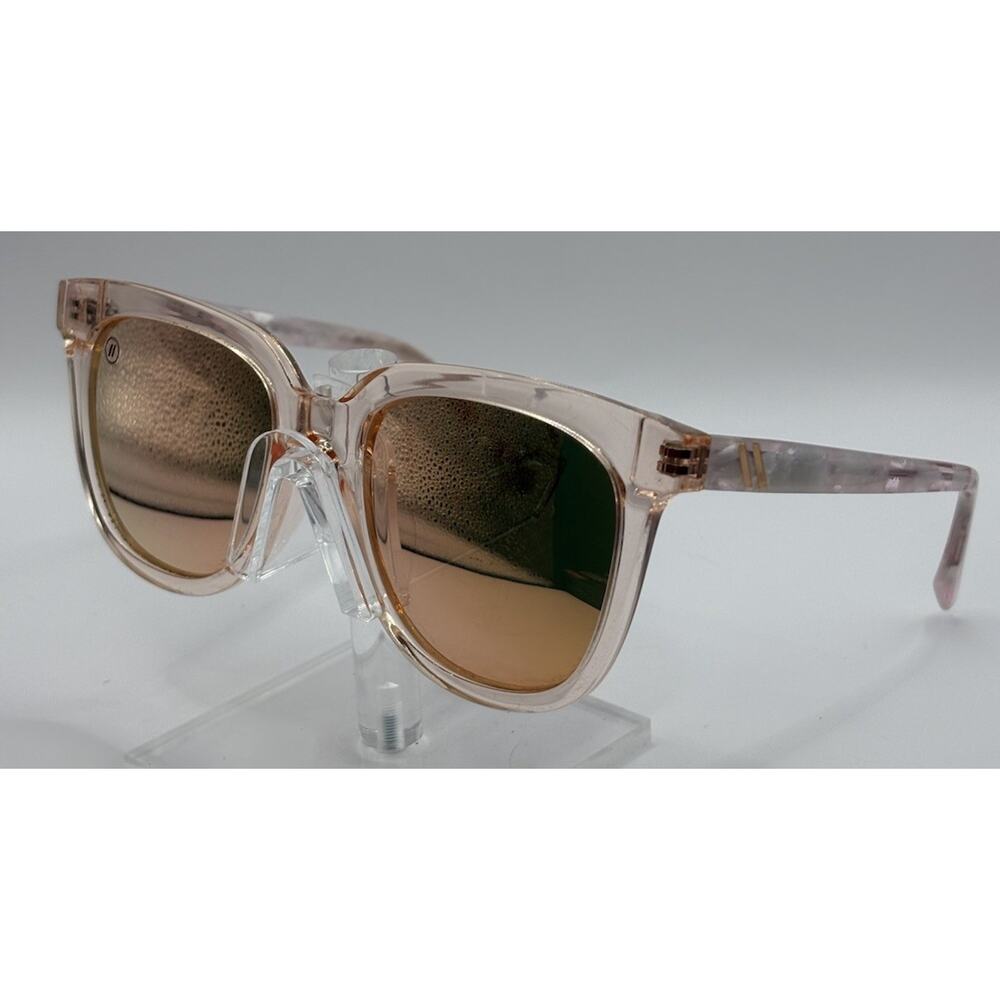 Blenders Gemstone Sunglasses Pink Transparent Mirrored Square Women
